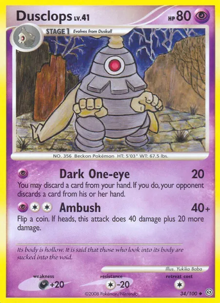 Dusclops, Pokémon card SF 34 — Stormfront set