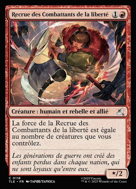 Recrue des Combattants de la liberté, carte Magic TLE 118 — extension Avatar: The Last Airbender Eternal