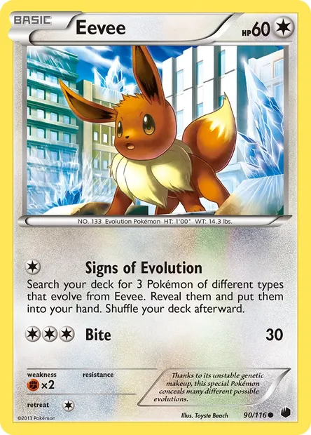 Eevee, Pokémon card PLF 90 — Plasma Freeze set