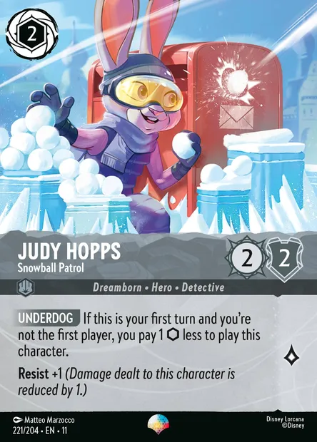 Judy Hopps - Snowball Patrol, Disney Lorcana card CH11-221 — Winterspell set
