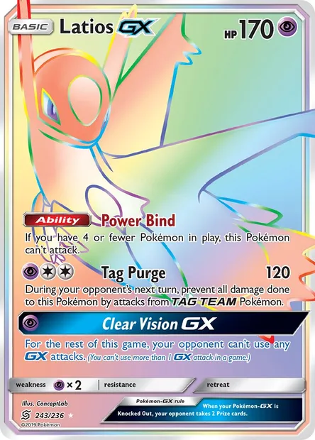 Latios GX, Pokémon card UNM 243 — Unified Minds set