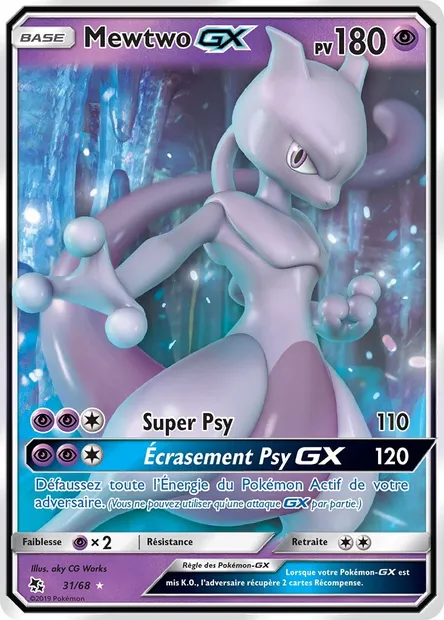 Mewtwo-GX, carte Pokémon HIF 31 — extension Destinées Occultes