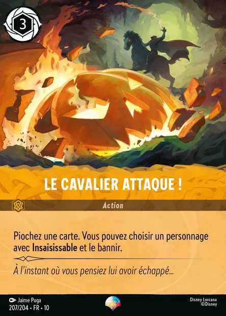 Le Cavalier attaque !, carte Disney Lorcana CH10-207 — extension Lueurs dans les Profondeurs