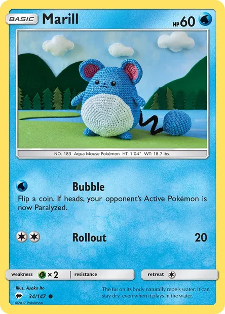 Marill, Pokémon card BUS 34 — Burning Shadows set