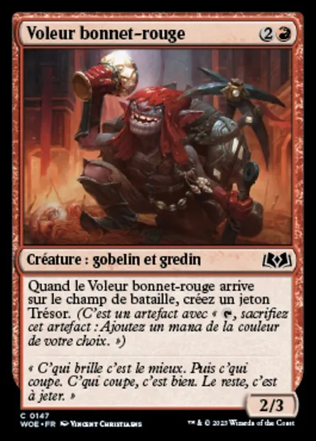 Voleur bonnet-rouge, carte Magic WOE 147 — extension Wilds of Eldraine