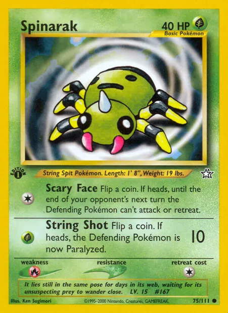 Spinarak, Pokémon card NG 75 — Neo Genesis set