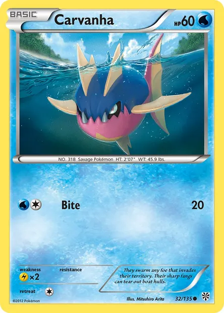 Carvanha, Pokémon card PLS 32 — Plasma Storm set