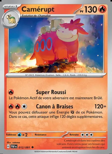 Camérupt, carte Pokémon PAF 012 — extension Destinées de Paldea