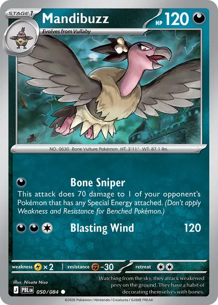 Mandibuzz, Pokémon card PBL 050 — Pitch Black set