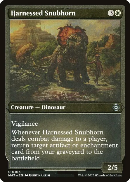 Harnessed Snubhorn, Magic card MAT 103 — March of the Machine: The Aftermath set