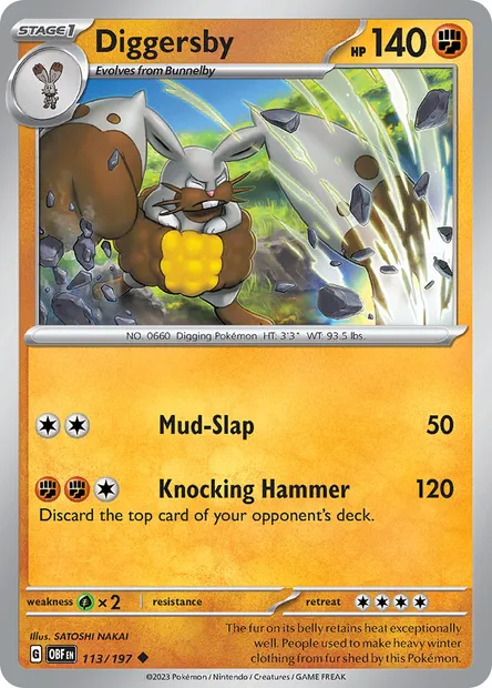 Diggersby, Pokémon card OBF 113 — Obsidian Flames set