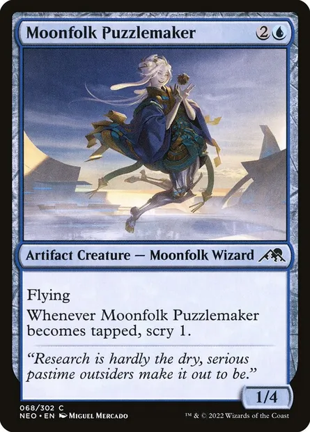Moonfolk Puzzlemaker, Magic card NEO 68 — Kamigawa: Neon Dynasty set