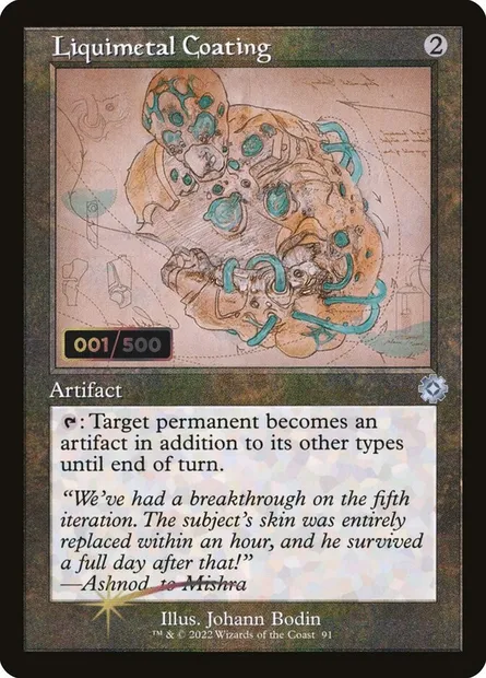 Liquimetal Coating, Magic card BRR 91z — The Brothers' War Retro Artifacts set
