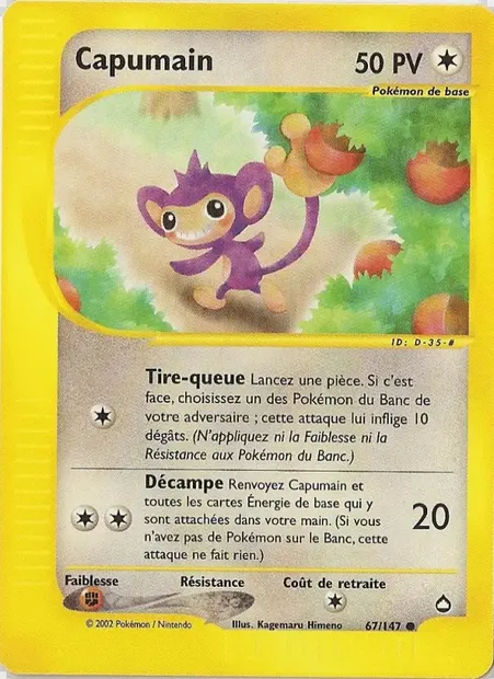 Capumain, carte Pokémon AQ 67 — extension Aquapolis