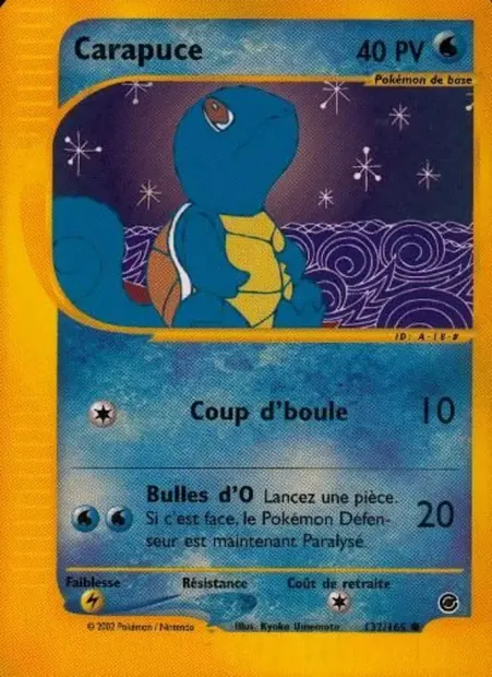 Carapuce, carte Pokémon EX 132 — extension Expedition