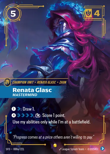 Renata Glasc, carte Riftbound SFD 088a — extension Spiritforged
