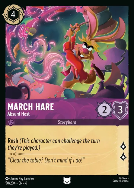 March Hare - Absurd Host, Disney Lorcana card CH6-050 — Azurite Sea set