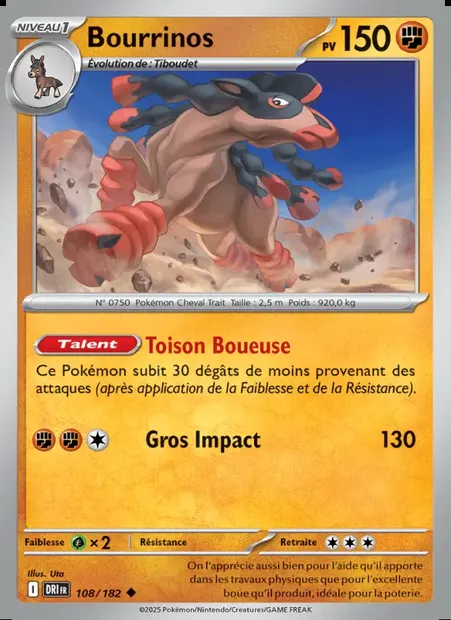 Bourrinos, carte Pokémon DRI 108 — extension Rivalités Destinées