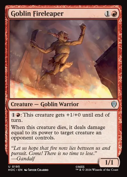 Goblin Fireleaper, Magic card HOC 195 — The Hobbit Eternal set