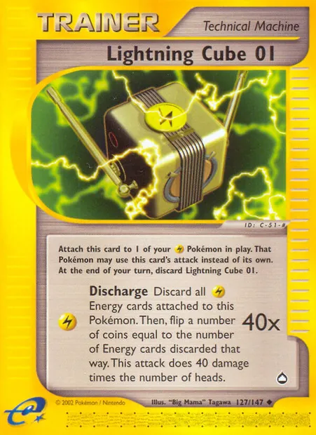 Lightning Cube 01, Pokémon card AQ 127 — Aquapolis set
