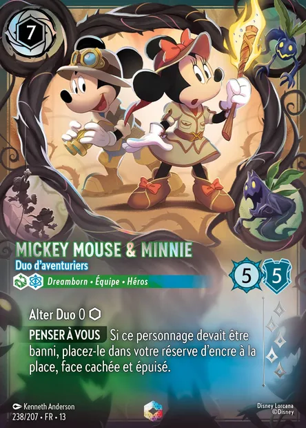 Mickey Mouse & Minnie - Duo d'aventuriers, carte Disney Lorcana CH13-238 — extension Invasion Epineuse!