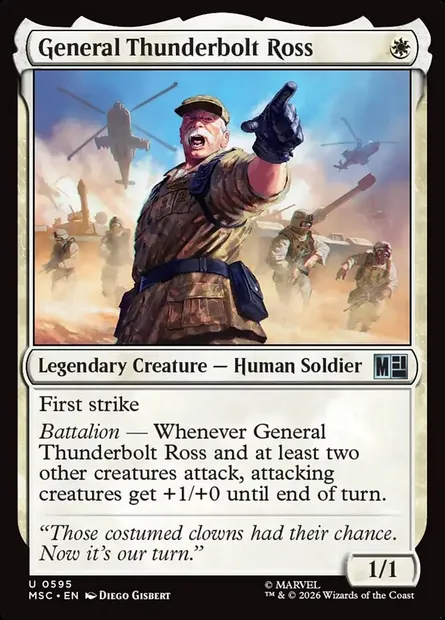 General Thunderbolt Ross, Magic card MSC 595 — Marvel Super Heroes Commander set