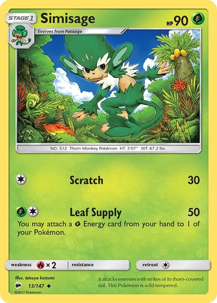 Simisage, Pokémon card BUS 13 — Burning Shadows set