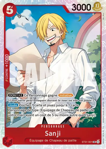Sanji, carte One Piece ST31-001 — extension ROUGE Monkey D. Luffy