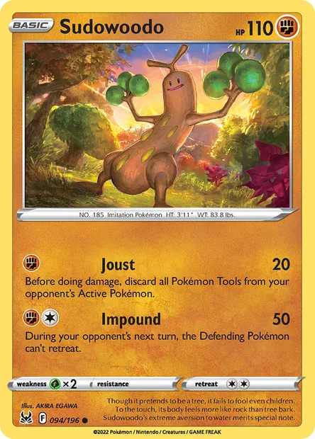 Sudowoodo, Pokémon card LOR 094 — Lost Origin set