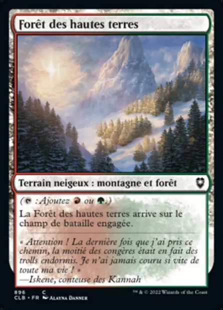 Forêt des hautes terres, carte Magic CLB 896 — extension Commander Légendes : la bataille de la Porte de Baldur