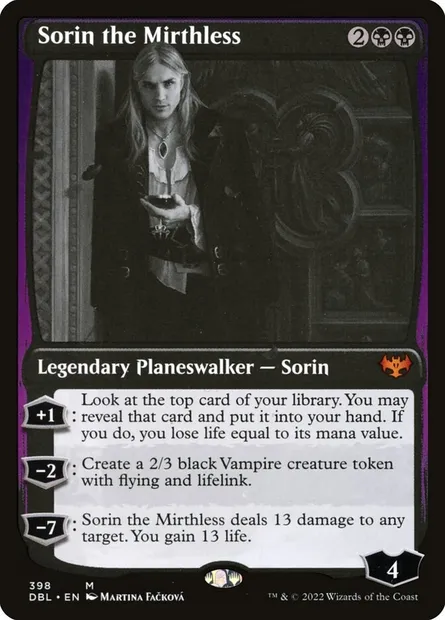 Sorin the Mirthless, Magic card DBL 398 — Innistrad: Double Feature set