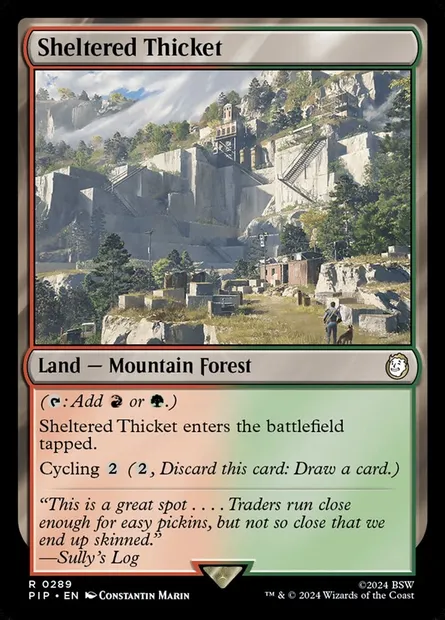 Sheltered Thicket, Magic card PIP 289 — Fallout set