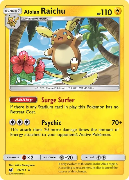 Alolan Raichu, Pokémon card CIN 31 — Crimson Invasion set