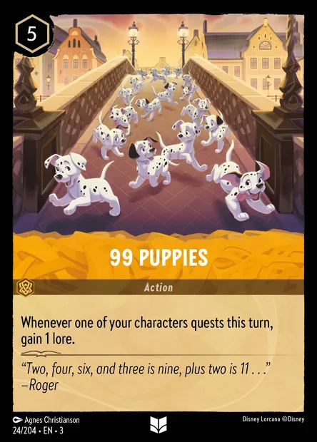 99 Puppies, Disney Lorcana card CH3-024 — Into the Inklands set