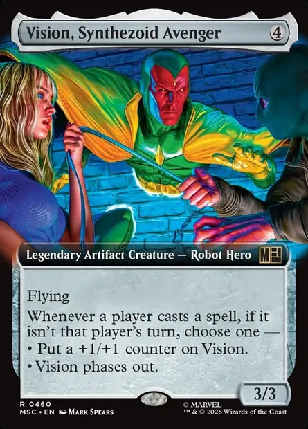 Vision, Synthezoid Avenger, Magic card MSC 460 — Marvel Super Heroes Commander set
