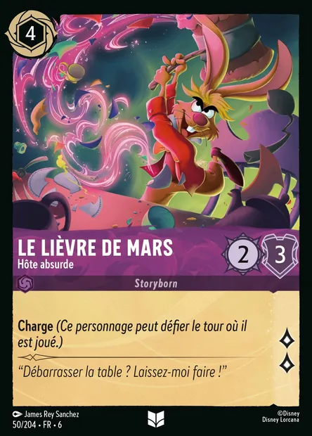 Le Lièvre de Mars - Hôte absurde, carte Disney Lorcana CH6-050 — extension La Mer Azurite