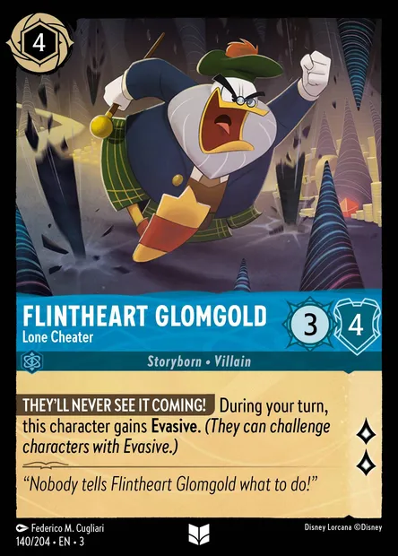 Flintheart Glomgold - Lone Cheater, Disney Lorcana card CH3-140 — Into the Inklands set