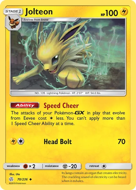 Jolteon, Pokémon card CEC 70 — Cosmic Eclipse set