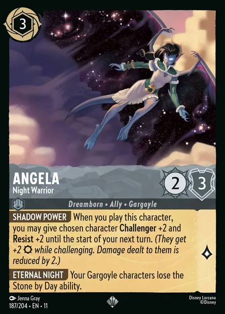 Angela - Night Warrior, Disney Lorcana card CH11-187 — Winterspell set