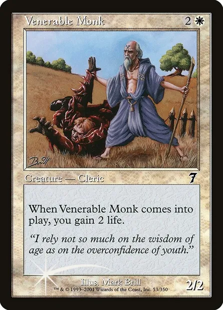 Moine vénérable, carte Magic 7ED 53★ — extension Septième Edition