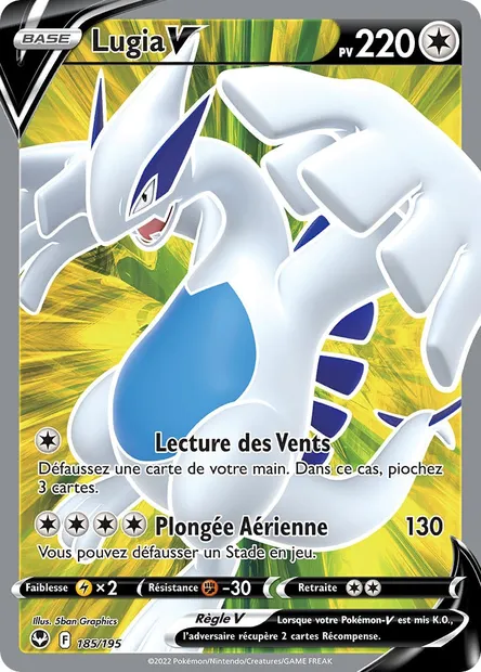 Lugia V, carte Pokémon SIT 185 — extension Tempête Argentée