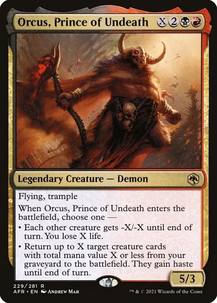 Orcus, Prince of Undeath, Magic card AFR 229 — Adventures in the Forgotten Realms set