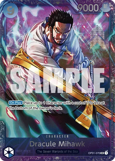 Dracule Mihawk, One Piece card OP01-070 — ROMANCE DAWN set