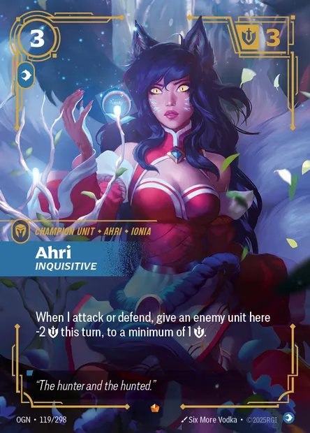 Ahri, Riftbound card OGN 119 — Origins set