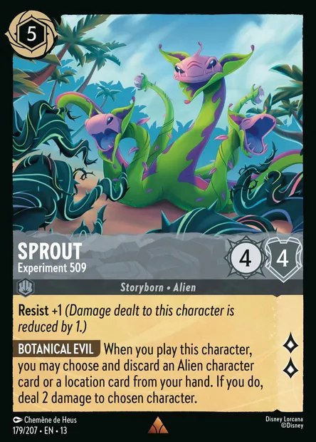 Sprout - Experiment 509, Disney Lorcana card CH13-179 — Attack of the Vine! set