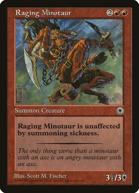 Raging Minotaur, Magic card POR 146 — Portal set