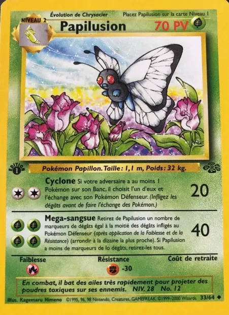 Papilusion, carte Pokémon JU 33 — extension Jungle