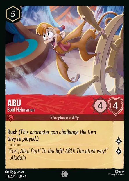Abu - Bold Helmsman, Disney Lorcana card CH6-114 — Azurite Sea set