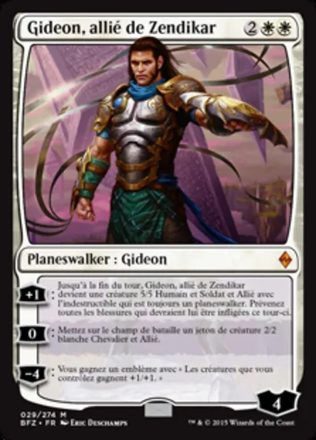 Gideon, allié de Zendikar, carte Magic BFZ 29 — extension La bataille de Zendikar