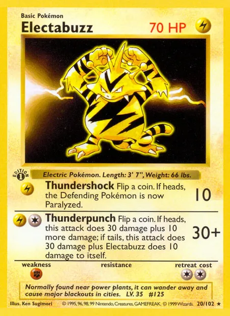 Electabuzz, Pokémon card BS 20 — Base Set set